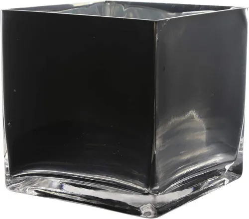Miniatura 10 de WGV - Jarrón de cristal en forma de cubo a granel, portavelas, 3 x 3 x 3 pulgadas, contenedor transparente elegante con decoración floral