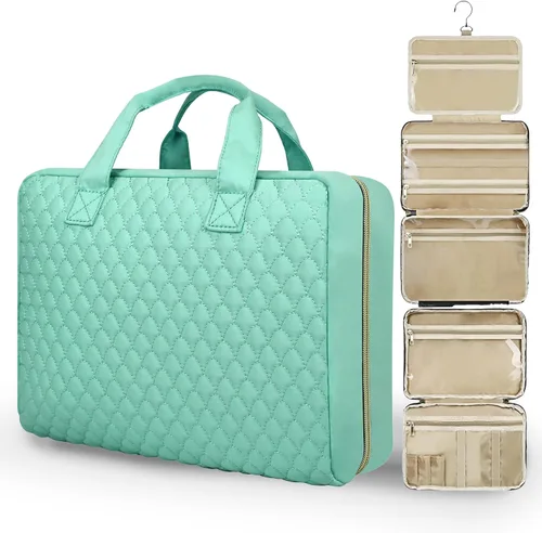 Miniatura 8 de Neceser de viaje desmontable para mujer – Neceser grande para mujeres que viajan – Bolsa de maquillaje colgante para cosméticos, organizador
