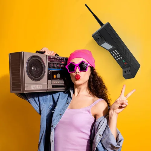 Miniatura 5 de Teléfono falso Prop Retro Teléfono, teléfono de los años 90 para el hogar (negro)