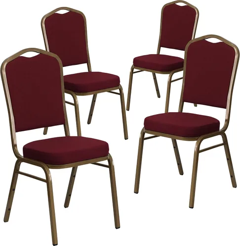 Miniatura 71 de Flash Furniture HERCULES Series - Silla apilable para banquetes con respaldo de corona en tela negra con estampado, marco de vena plateada Tela