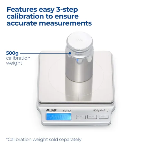 Miniatura 5 de American Weigh Scales Serie SC Balanza de Peso Digital de Precisión para Cocina, Balanza de Medición de Alimentos, 2kg x 0.1g (Plata), AMW-SC-2KG