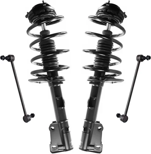 Miniatura 42 de Detroit Axle - Kit de 4 barras estabilizadoras delanteras para Ford F-150 2021 2022 2023 2024, 2 puntales con resorte helicoidal, 2 eslabones
