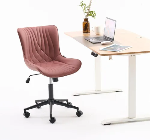 Miniatura 9 de YOUNIKE Silla de oficina, silla de escritorio sin brazos con ruedas, sillas giratorias ajustables para tareas de computadora de oficina en casa