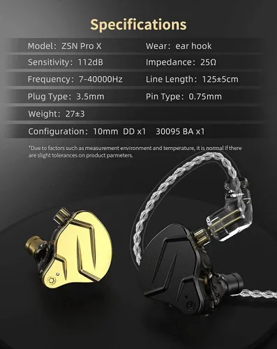 Miniatura 26 de KZ ZSN Pro X - Auriculares intraurales de monitor 1BA 1DD, auriculares con cable HiFi, para deportes, videojuegos, compatibles con teléfono, PC