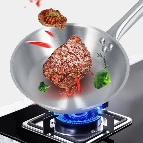 Miniatura 6 de Sartén de acero inoxidable, sartén de una sola manija, utensilios de cocina de inducción, ideal para cocinar en casa y chef profesional