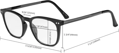 Miniatura 6 de Eyekepper Lectores Retro Cuadrado Plástico Marco Metal Brazos Lectura Gafas Ámbar/Negro Brazo +0.5