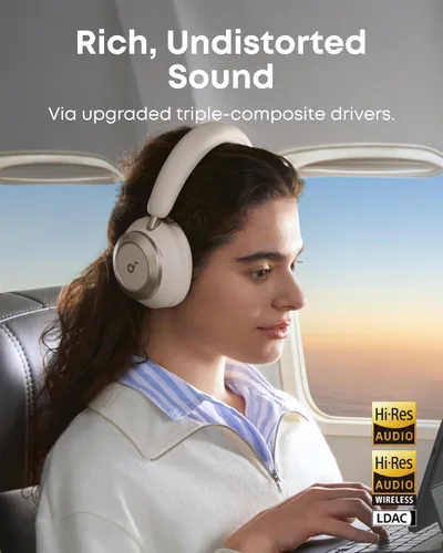 Miniatura 4 de Soundcore Space One Pro, auriculares supraaurales FlexiCurve, auriculares con cancelación activa de ruido adaptativa impulsados por 6 micrófonos