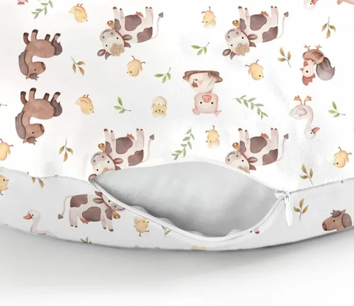 Miniatura 8 de Lindas fundas de almohada de lactancia de animales de granja para niños y niñas, vaca, gallo, cabra, pato, cerdo, funda de almohada de lactancia