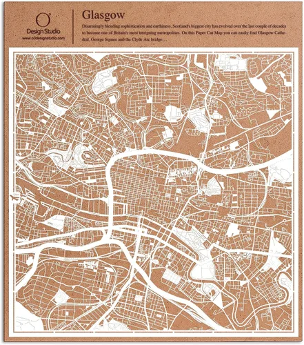 Miniatura 85 de O3 Design Studio Aberdeen - Mapa de papel cortado en papel blanco de 12 x 12 pulgadas