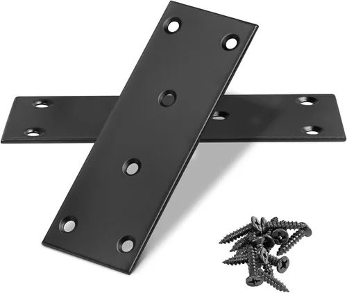 Miniatura 29 de Soporte plano de 1.575 x 0.630 x 0.079 in, soporte recto de acero inoxidable, soporte recto de metal, soporte recto negro, placa de unión