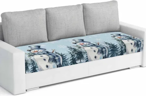Miniatura 13 de Fundas de cojín para sofá de Navidad con diseño de muñeco de nieve azul, funda elástica para sofá con parte inferior elástica, fundas de sofá