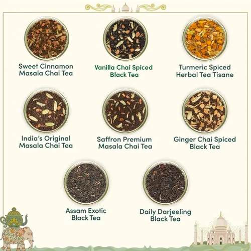 Miniatura 3 de VAHDAM, Weekend In Taj Mahal Tea Gift Set Travel Edition Caja de regalo 8 variedades - Chai, negro, té de hierbas Sin gluten, sin OGM Regalos