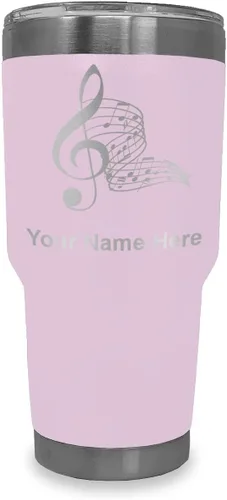 Miniatura 18 de LaserGram Vaso aislado al vacío de 20 onzas, notas musicales, grabado personalizado incluido (negro)