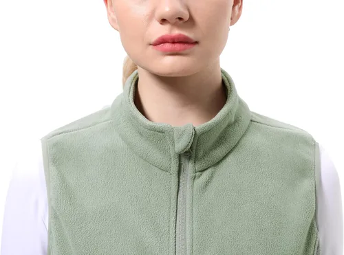 Miniatura 3 de BenBoy Chaleco de forro polar para mujer, chaleco suave, sin mangas, con bolsillos con cremallera, ropa cálida para otoño e invierno