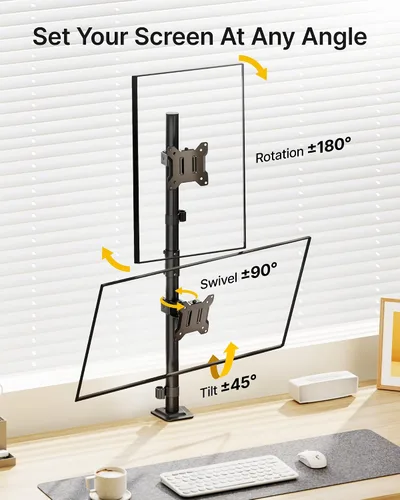 Miniatura 4 de monTEK Soporte Vertical Estable para Dos Monitores, Soporte de Escritorio Apilado para Dos Pantallas de 17-32 Pulgadas, Brazo de Movimiento Completo