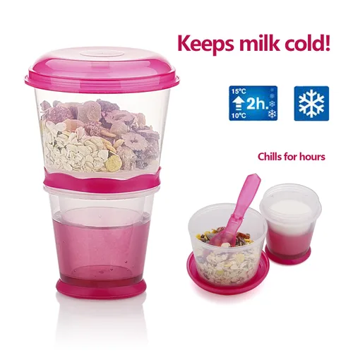 Miniatura 5 de Cereal On The Go Tazas de bebida para desayuno, vaso portátil para yogur y cereales para llevar Rojo rosa
