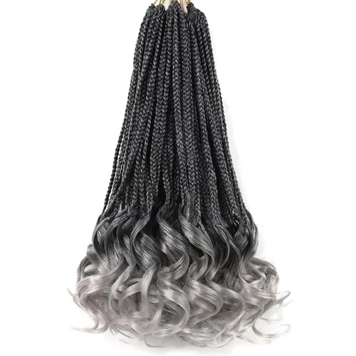 Miniatura 65 de Trenzas de ganchillo rizado francés T33, cabello pre-anillado 10 pulgadas, trenzas cortas rizadas francesas con extremos rizados, trenzas box