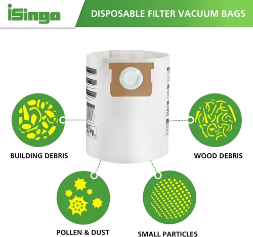 Miniatura 4 de Paquete de 15 bolsas de filtro de repuesto de 5 a 8 galones para aspiradora tipo E-9066100, 90661, 9066133, tipo H para S90671 9067100 9067133