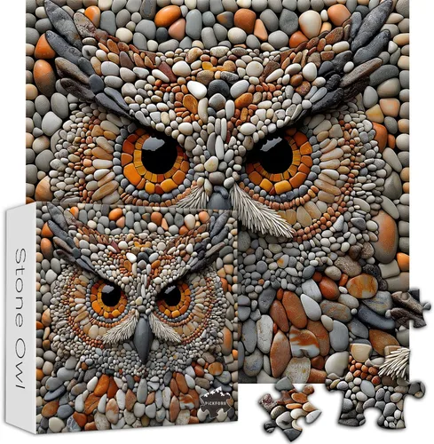 Miniatura 2 de PICKFORU Rompecabezas de búho para adultos de 1000 piezas, rompecabezas de pájaro de piedra duro, rompecabezas único, difícil e imposible