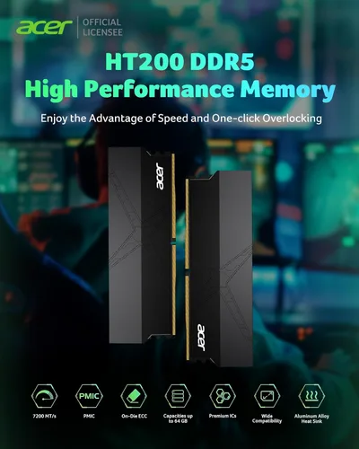 Miniatura 2 de Acer HT200 DDR5 RAM 32GB (16GBx2) 6000MHz CL30 PC5-48000, Intel XMP 3.0 AMD EXPO Memoria de computadora compatible - BL.9BWWA.439