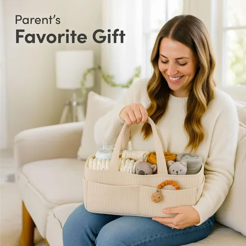 Miniatura 5 de PUTSKA Organizador de pañales para bebé para mesa de cambio – Elegante cesta de almacenamiento para guardería, artículos esenciales para recién