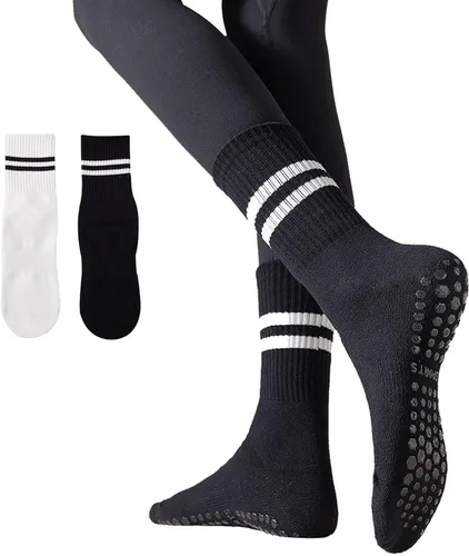 JCZANXI Calcetines de yoga con empuñaduras para mujer, calcetines de agarre antideslizante para yoga, pilates, barra, baile, ballet, entrenamientos