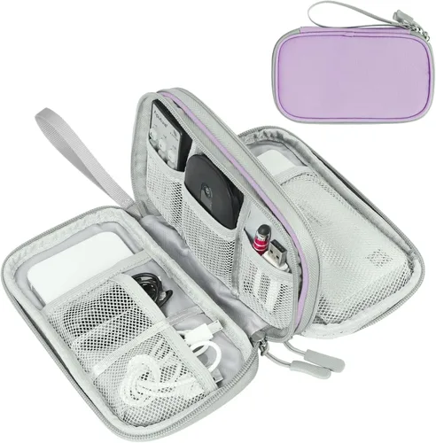 Miniatura 38 de FYY Organizador electrónico, organizador de cables de viaje, bolsa de transporte para accesorios electrónicos, portátil, impermeable, doble capa