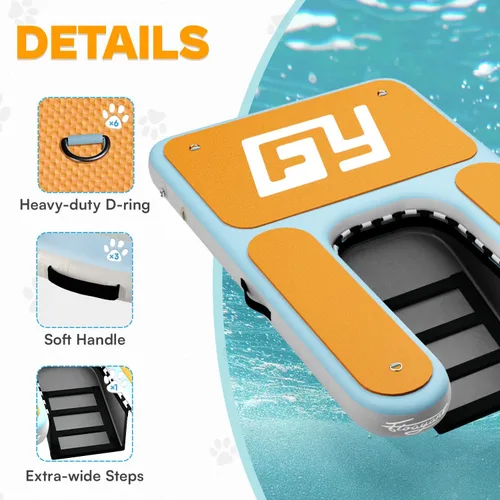 Miniatura 4 de Rampa de piscina para perros, rampa de agua para mascotas de 60 x 40 pulgadas, escalera para perros grandes de hasta 230 libras, 95% de área grande