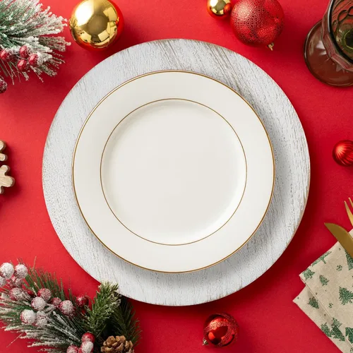 Miniatura 2 de Platos Base Blancos Antiguos de 13", Plato Base Redondo para Platos de Cena, Platos Base Estilo Granja, Platos Base Rústicos para Fiestas, Cenas