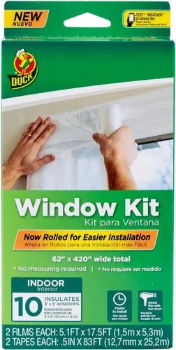 Miniatura 2 de Duck Kit de aislamiento de ventanas de marca – Kit de sellado de invierno para hasta 10 ventanas – Película retráctil enrollada se corta a medida