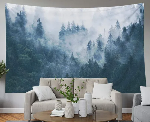 Miniatura 2 de EMMTEEY - Tapices decorativos para sala o dormitorio para el interior de la casa, impresos en 60” x 50” para paisaje con bosque de abeto