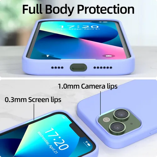 Miniatura 3 de Funda para iPhone 13, funda de silicona líquida, protección de cuerpo completo de grado militar, forro de microfibra resistente a los arañazos