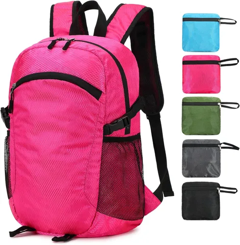 Mochila pequeña de senderismo de 15L, ligera, plegable, resistente al agua, mochila de viaje para camping, mochila de día plegable para mujeres y