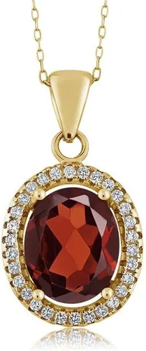 Miniatura 13 de Gem Stone King Collar con colgante de plata chapada en oro amarillo de 18 quilates de 0.433 x 0.354 in con piedra natal ovalada para mujer