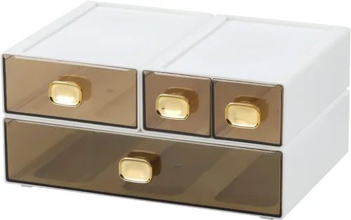 Miniatura 24 de Amplios cajones de escritorio, organizador de escritorio apilable, caja de almacenamiento de plástico para oficina, escuela y suministros para el 4