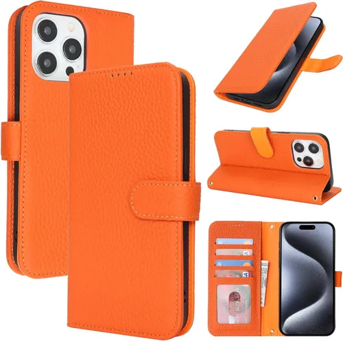 Miniatura 122 de Zouzt Funda para iPhone 11 de 6.1 pulgadas de piel auténtica con 4 ranuras para tarjetas, tarjetero con bloqueo RFID, tapa magnética, función atril