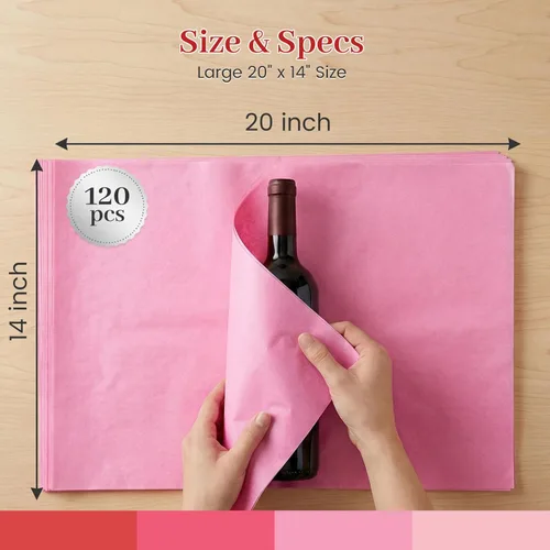 Miniatura 4 de Shindel 120 hojas de papel de seda rosa, papel de regalo de 20 x 14 pulgadas para bolsas de regalo, bodas, despedidas de soltera, proyectos