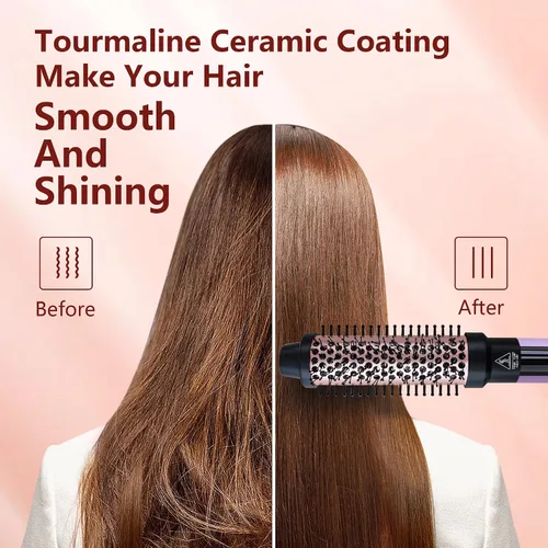 Miniatura 4 de Rizador de pelo 6 en 1 con cepillo rizador de calor instantáneo, rizador de pelo largo, rizador de pelo largo, 6 barriles de cerámica Oro rosa