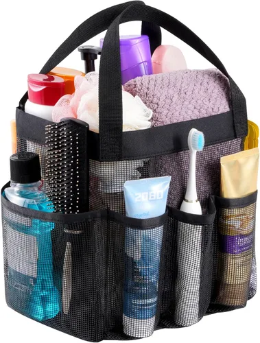 Lifewit Organizador de ducha de malla portátil para dormitorio universitario con 7 bolsillos, cesta organizadora colgante independiente, bolsa de