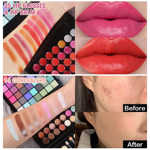 Miniatura 4 de Kit de maquillaje profesional de 177 colores para mujeres y niñas, kit completo de regalo con espejo, paleta de maquillaje todo en uno que incluye