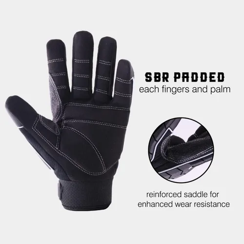 Miniatura 4 de AIGEVTURE Guantes de trabajo anti vibración para hombre, guantes mecánicos de impacto reductor TPR, guantes de seguridad con dedos y palma