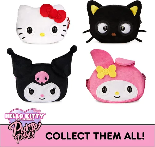 Miniatura 8 de Purse Pets, Sanrio Hello Kitty and Friends, Kuromi - Juguete interactivo para mascotas y bolso cruzado kawaii, más de 30 sonidos y reacciones, Negro