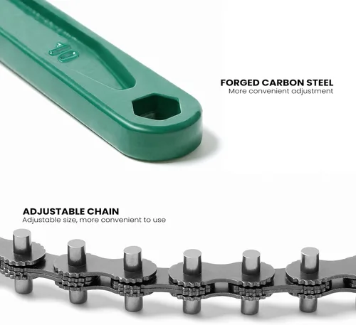 Miniatura 4 de Llave de cadena resistente de 15 pulgadas para semirremolque, llave inglesa de trinquete ajustable para filtro de aceite para accesorios de tubería