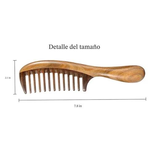 Miniatura 2 de Peine de madera Louise Maelys con dientes anchos para cabello rizado y desenredante de sándalo