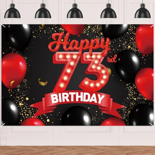 Miniatura 19 de Cartel de feliz cumpleaños 15 color rojo y negro, decoración temática de globos para niñas y mujeres, princesas de 15 años, fiesta de cumpleaños