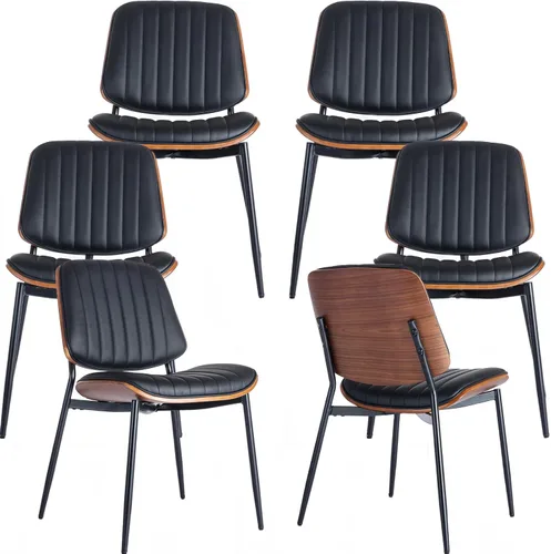 Miniatura 7 de ODUSE-DAILY Juego de 2 sillas de comedor modernas de mediados de siglo, sillas de cocina y comedor negras, juego de 2, sillas de cocina tapizadas