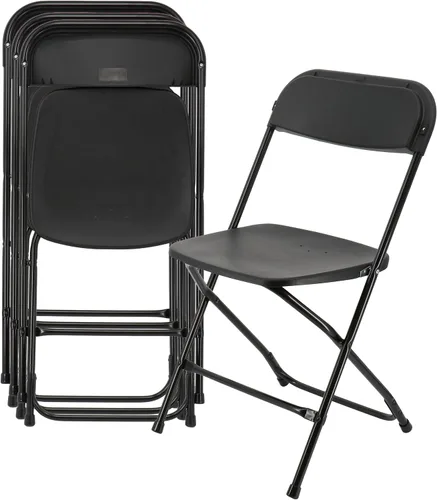 Elama Sillas de cena plegables de plástico de 4 piezas (negro)