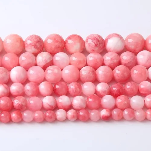 Miniatura 2 de 32 piezas de cuentas de gema de jade persa natural rosa blanco de 12 mm, cuentas sueltas redondas para hacer joyas, pulseras y collares DIY, Jade