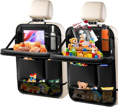 Miniatura 12 de Organizador de asiento trasero de automóvil, paquete de 2 organizadores de asiento trasero de automóvil con soporte para tableta de 11 pulgadas, 10
