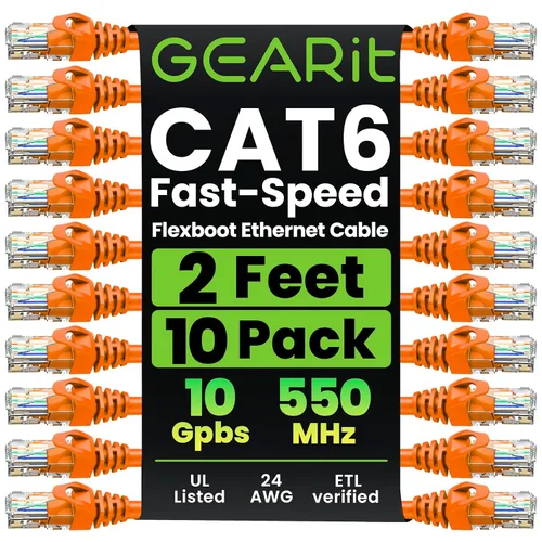 Miniatura 12 de GEARit Cable de conexión Ethernet Cat 6 de 0.5 pies, color negro (paquete de 10), cables de conexión Cat6 de 0.5 pies, cable de conexión
